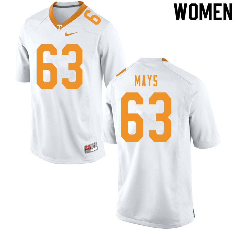 Women #63 Cooper Mays Tennessee Volunteers College Football Jerseys Sale-White - Click Image to Close